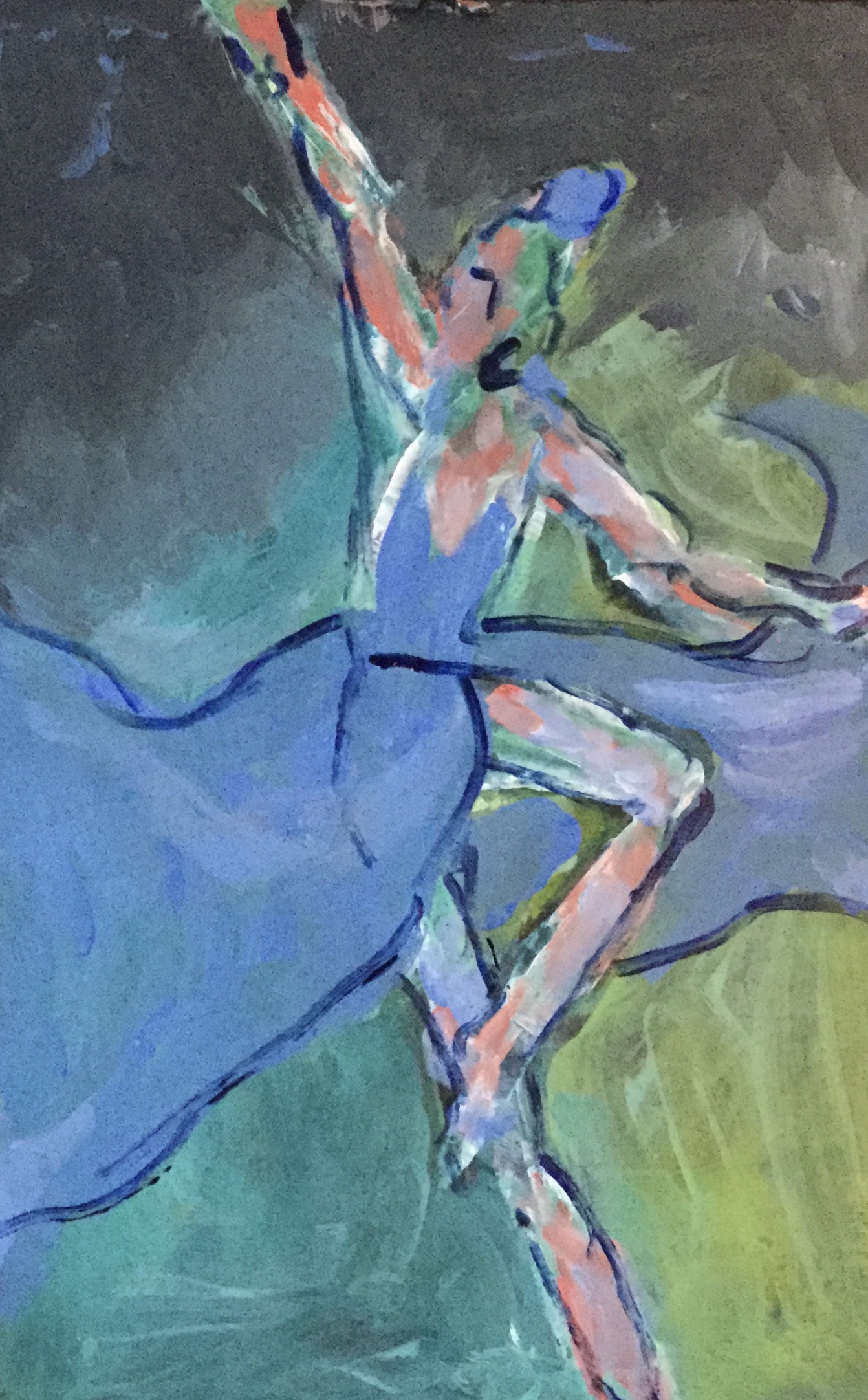 An abstract painting of a dancer's figure